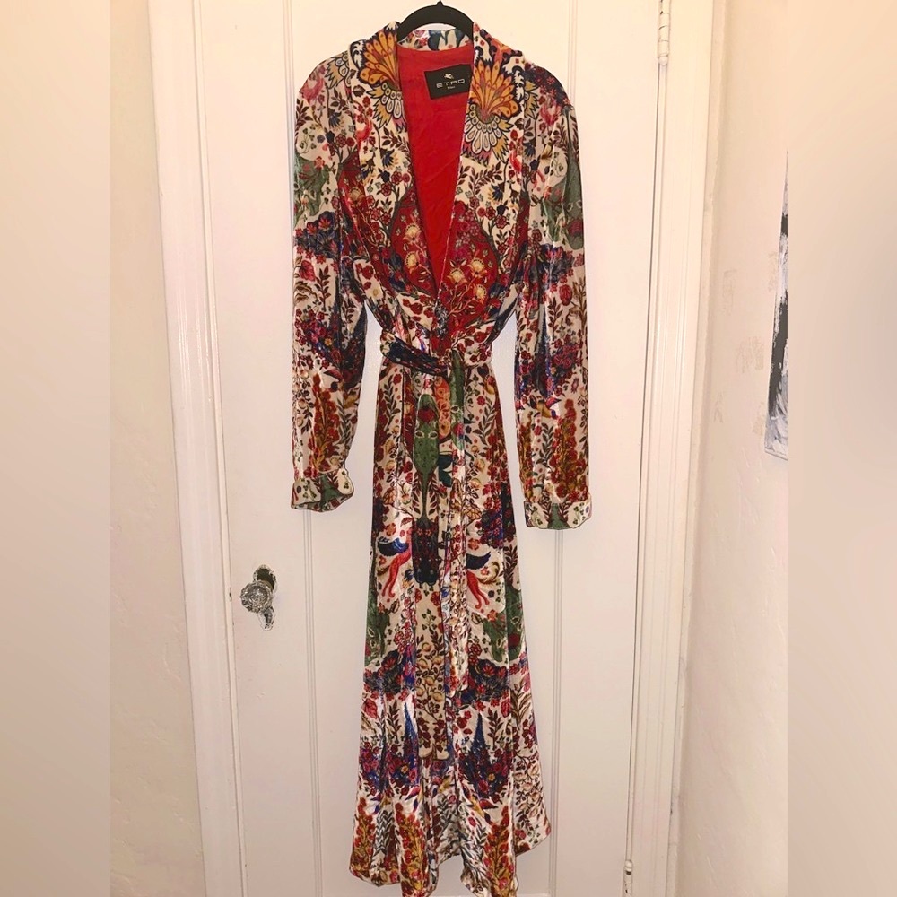 ETRO Floral and Paisley Print Velvet Coat